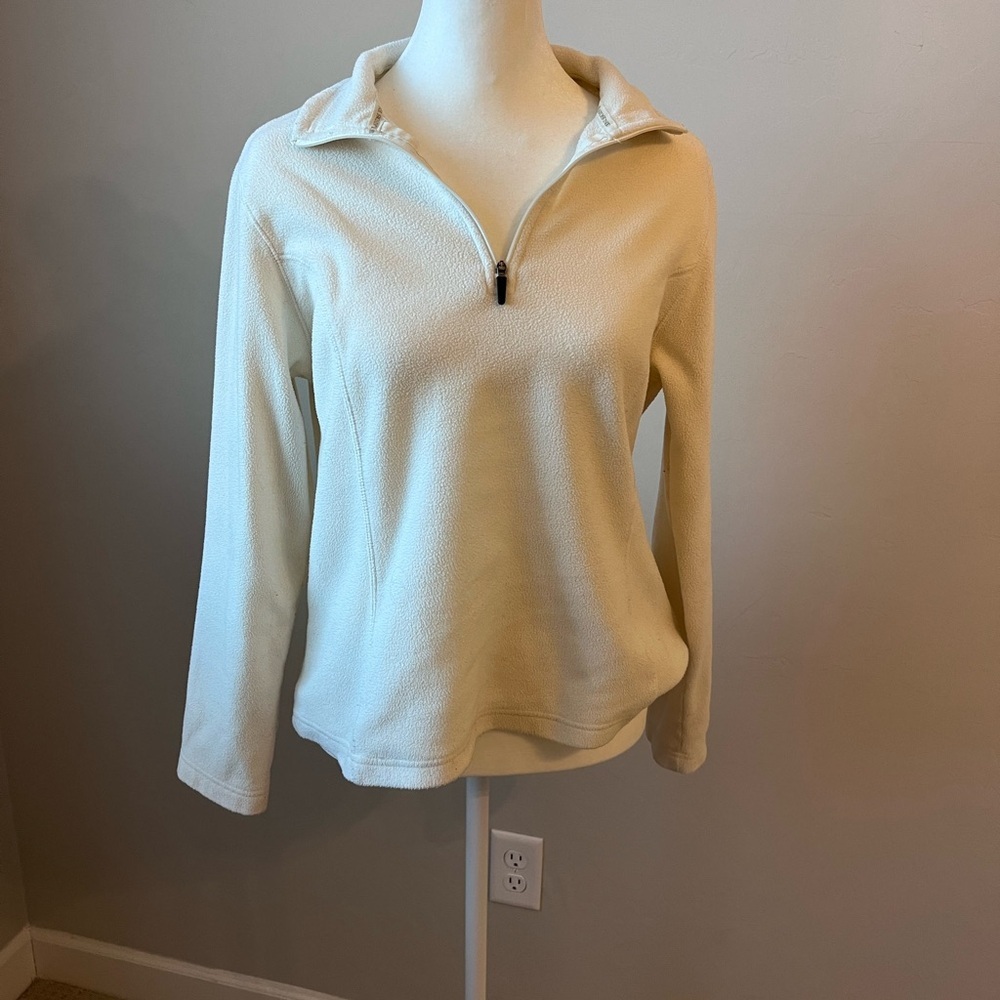 Lands End Cream Quarter-Zip Pullover